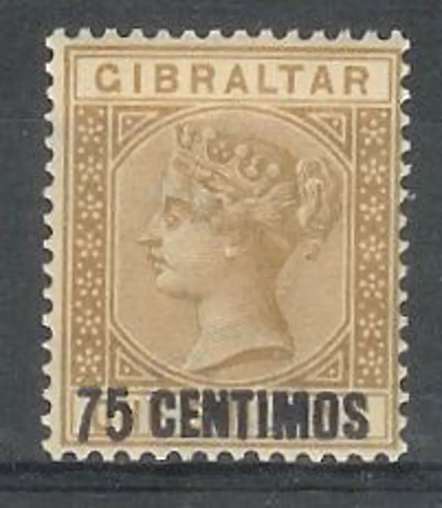 Gibraltar 1889 75c on 1/- bistre. MLH SG 21 Cat. ... Image 1++
