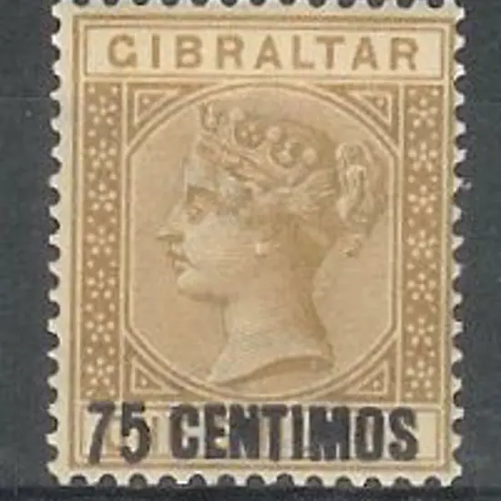 Gibraltar 1889 75c on 1/- bistre. MLH SG 21 Cat. ...
