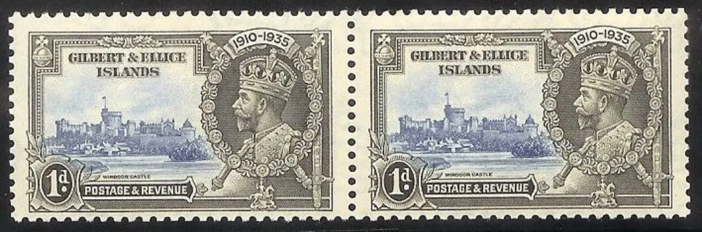 Gilbert & Ellice 1935 1d Silver Jubilee with ... Image 1++