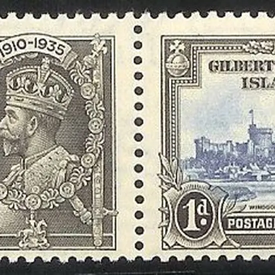 Gilbert & Ellice 1935 1d Silver Jubilee with ...