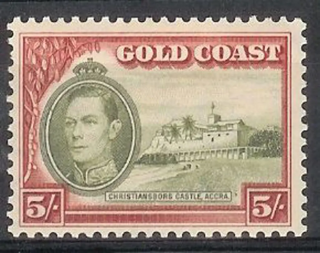 Gold Coast 1938 5/- Christiansborg Castle. MLH SG ... Image 1++