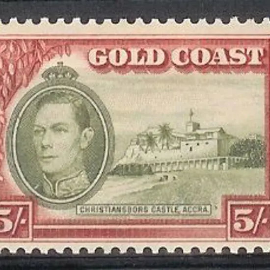 Gold Coast 1938 5/- Christiansborg Castle. MLH SG ...