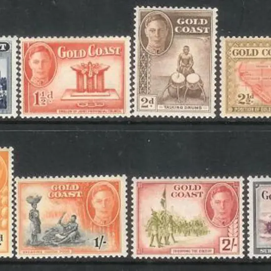 Gold Coast 1948  ½d-10/- KGVI defins set of 12. ...