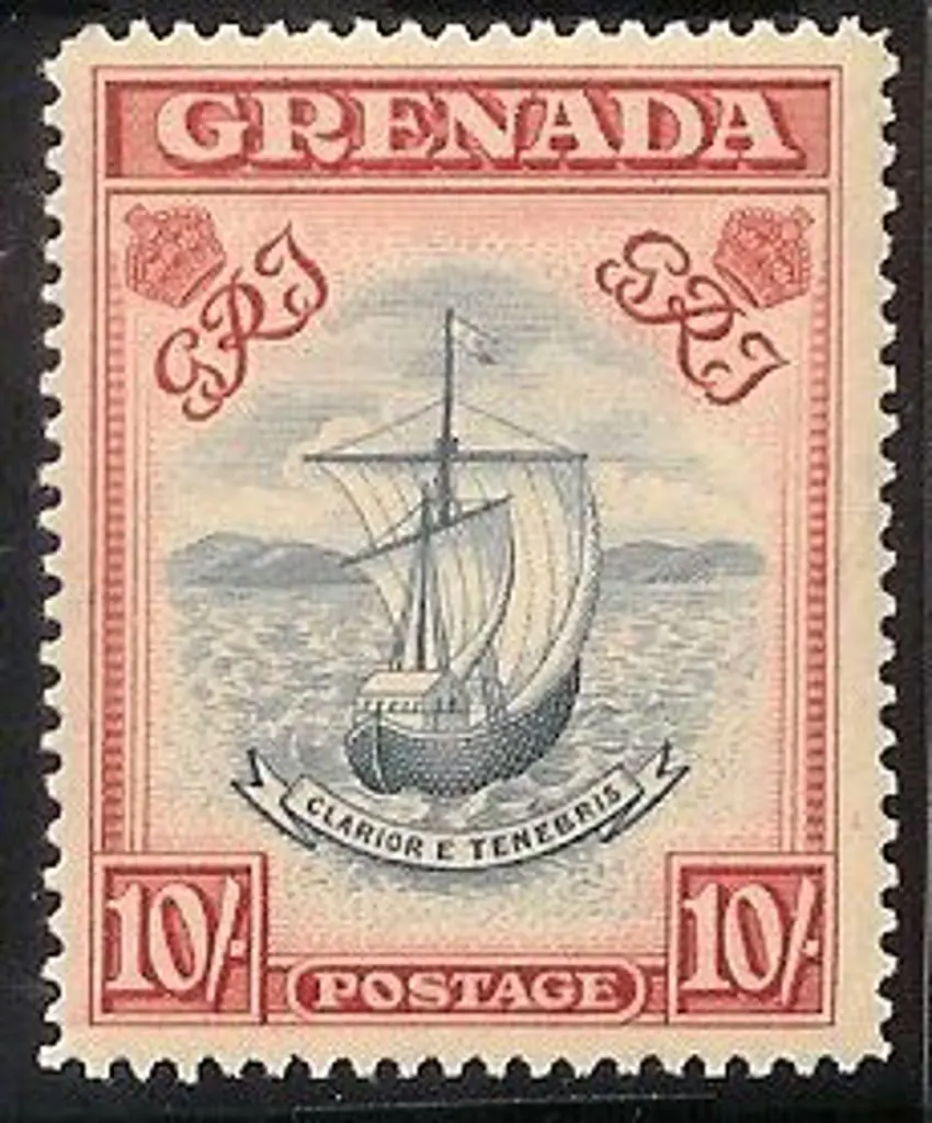 Grenada 1938/50 10/- slate-blue & bright carmine ... Image 1++