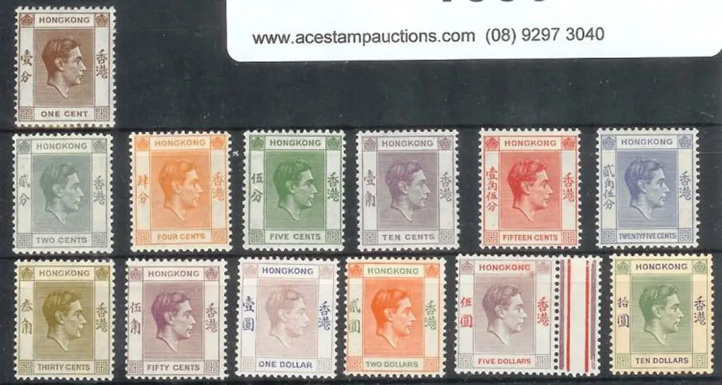 Hong Kong 1938 KGVI defins. Original set of 13 MUH ... Image 1++