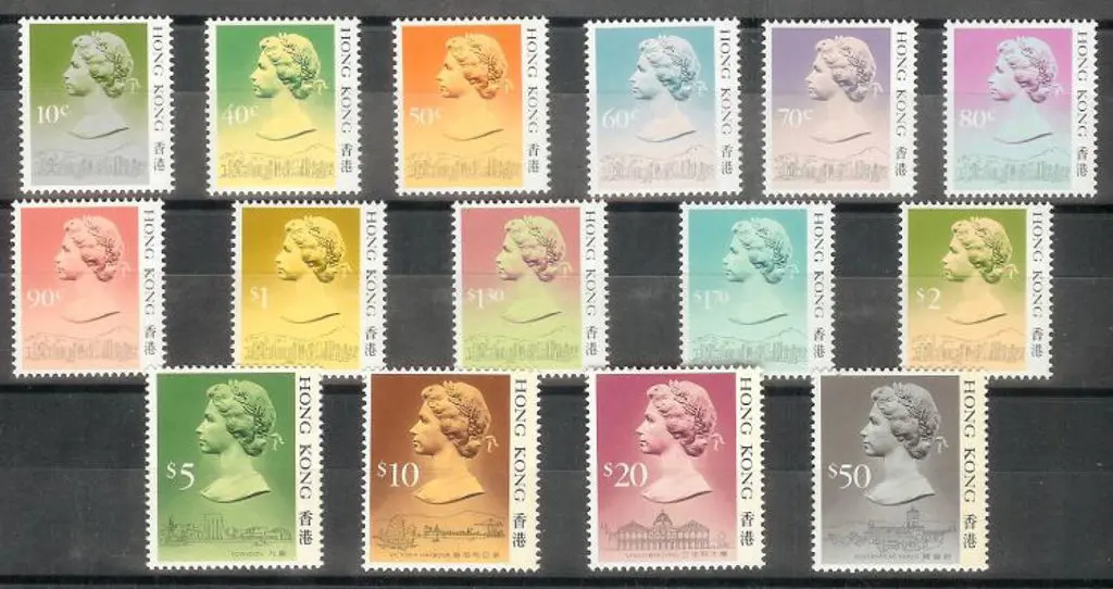 Hong Kong 1987 QEII Defins to $50. MUH with heavy ... Image 1++