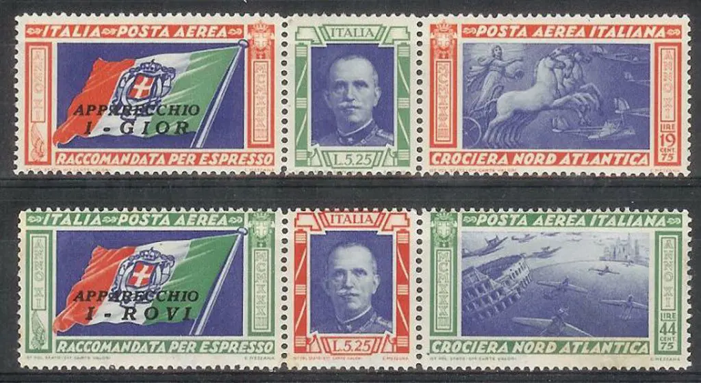 Italy 1933 Rome-Chicago MVLH Tryptychs "Gior" & ... Image 1++