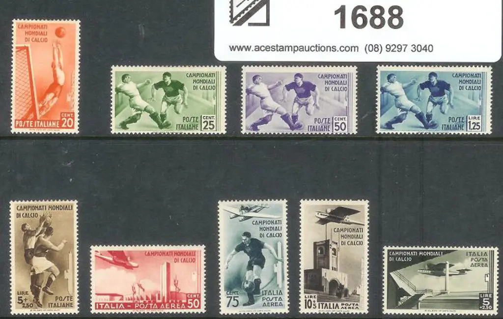 Italy 1934 World Cup Postage & Air set of 9 MLH. ... Image 1++