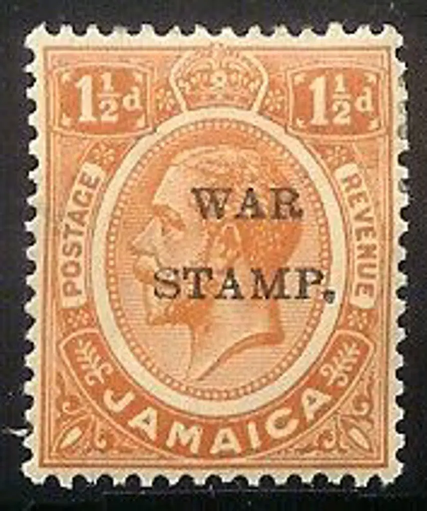 Jamaica 1916 1½d orange KGV ovptd "War Stamp" with ... Image 1++