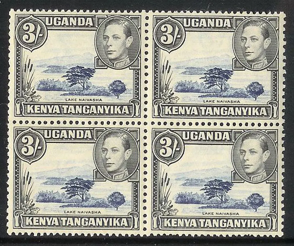 KUT 1938 3/ Lake Naivasha block of 4. Short perf ... Image 1++