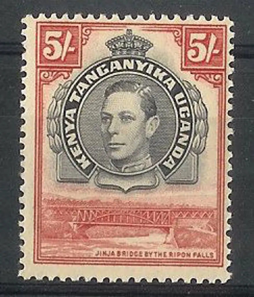 KUT 1944 5/- Jinja Bridge Perf. 13¼x13¾. Centred ... Image 1++