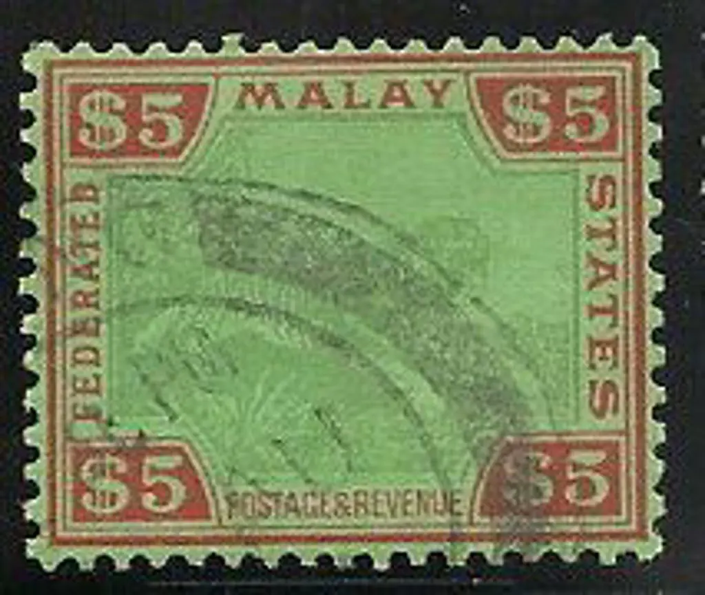 Malaya – Federated States 1922/34 $5 Tiger with ... Image 1++