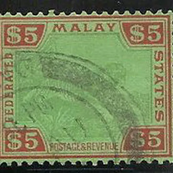 Malaya – Federated States 1922/34 $5 Tiger with ...
