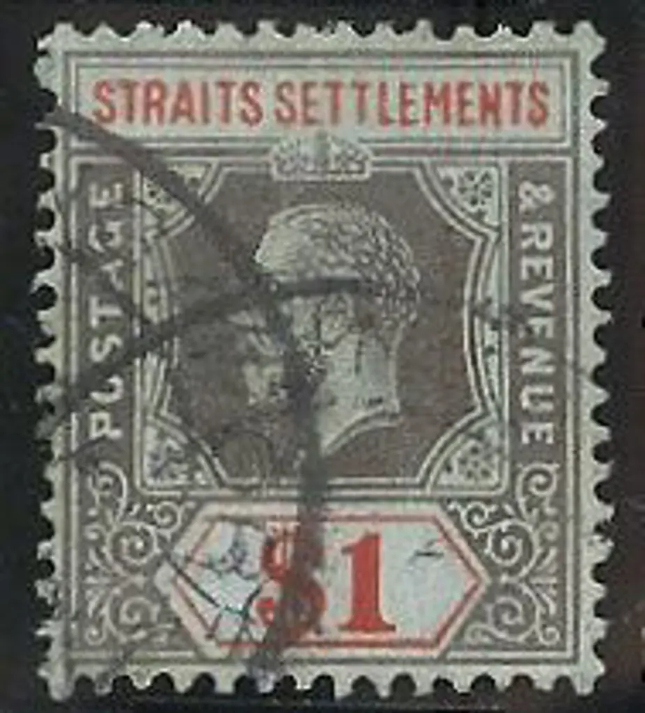 Malaya – Straits Settlements 1912/23 $1 KGV MC/CA ... Image 1++