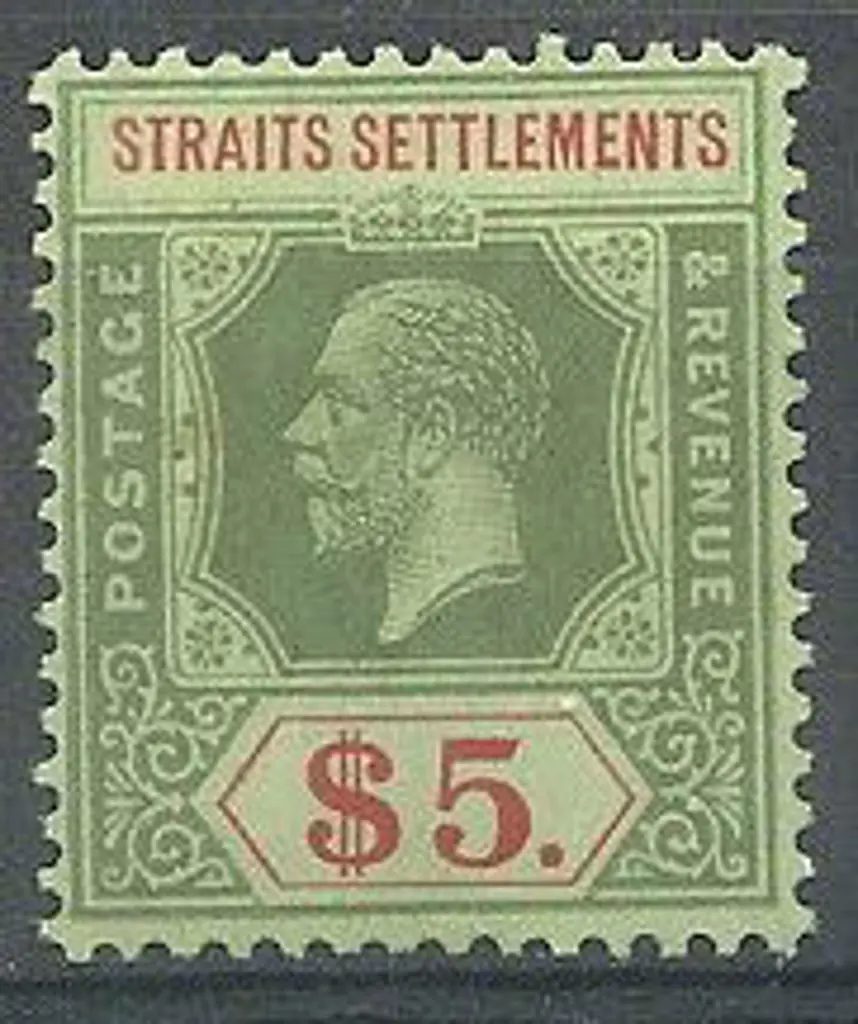 Malaya – Straits Settlements 1912/23 $5 KGV Die II ... Image 1++