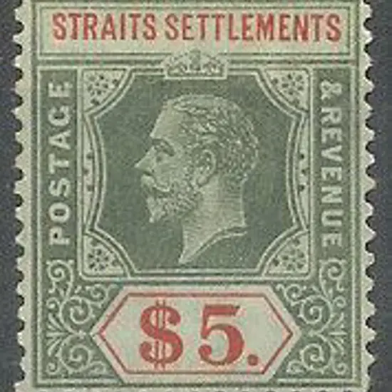 Malaya – Straits Settlements 1912/23 $5 olive back ...