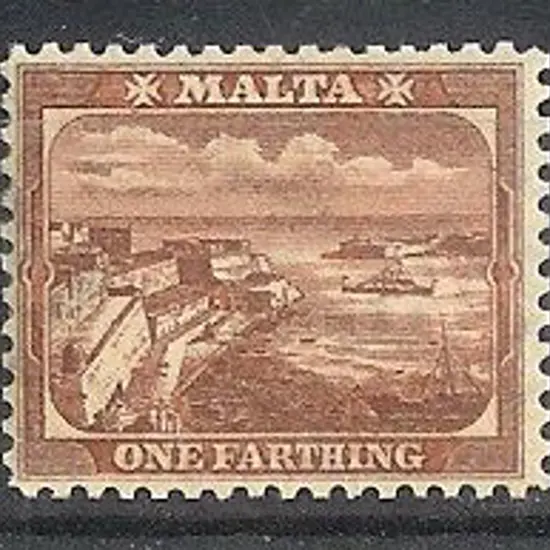 Malta 1899 1/4d brown harbour with wmk Crown to ...