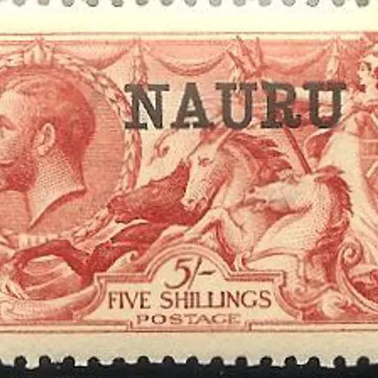 Nauru 1916/23 5/- bright carmine Seahorse MUH DLR ...