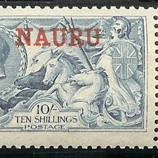 Nauru 1916/23 10/- pale blue Seahorse MUH DLR ...