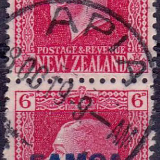 Samoa 1916 6d KGV dual perf vertical pair F/U with ...