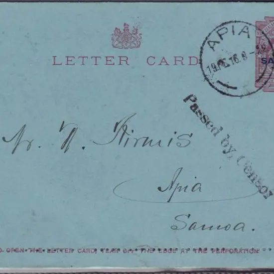Samoa 1916 NZ KEVII 1d letter card CTO Apia with ...