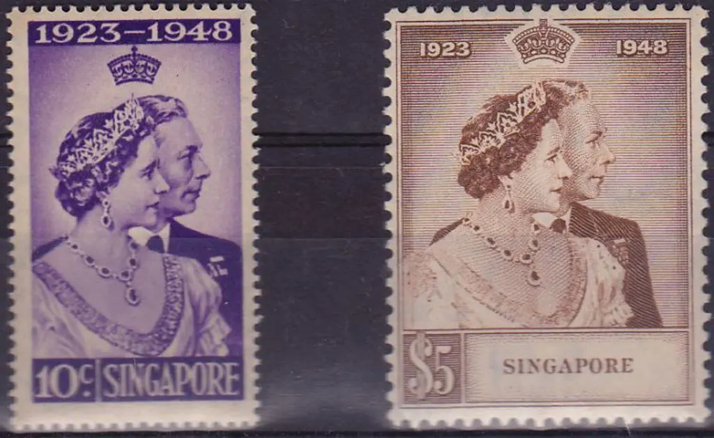 Singapore 1948 Royal Silver Wedding Pair MUH. SG ... Image 1++