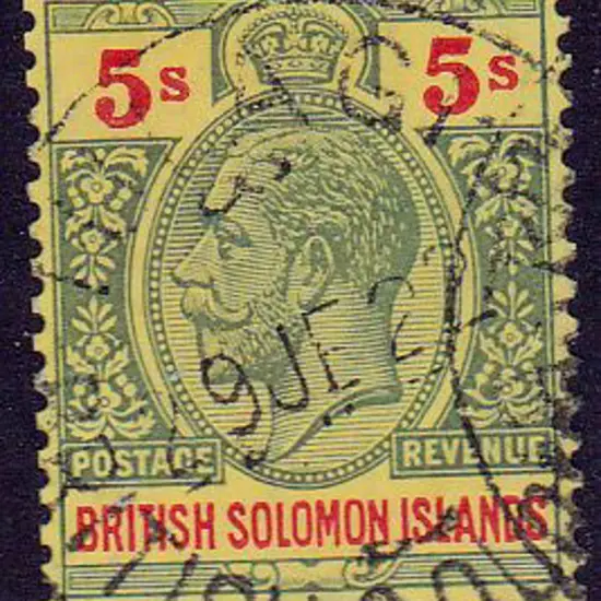 Solomon Islands 1914 5/- KGV F/U. SG 36 Cat. £48