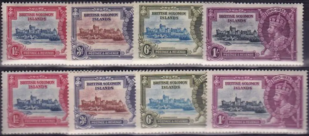 Solomon Islands 1935 Silver Jubilee in both gum ... Image 1++