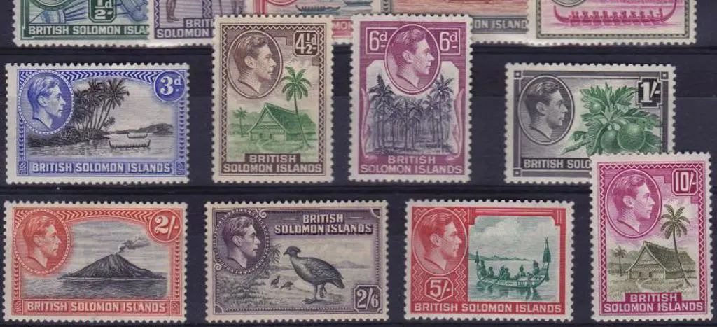 Solomon Islands 1939 Defins set of 13 to 10/-. ... Image 1++