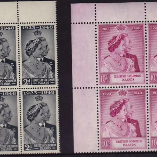 Solomon Islands 1948 Royal Silver Wedding pair in ...