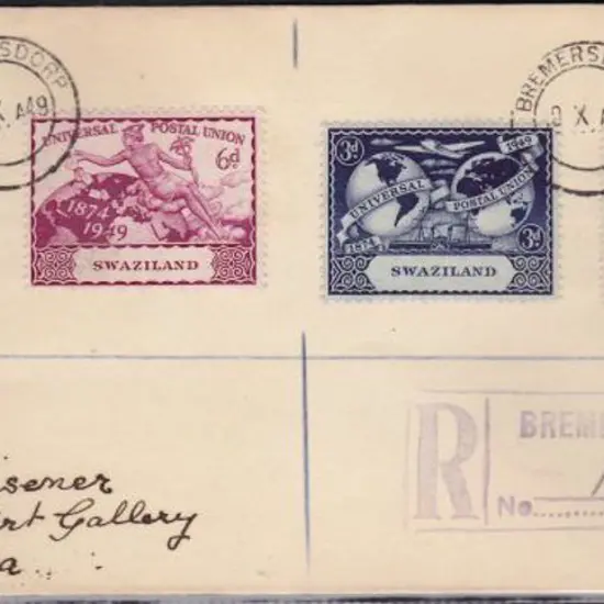 Swaziland 1949 (10th Oct) UPU Registered FDC ...