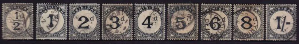 Trinidad 1885 Postage Dues set of 9 to 1/-. ... Image 1++