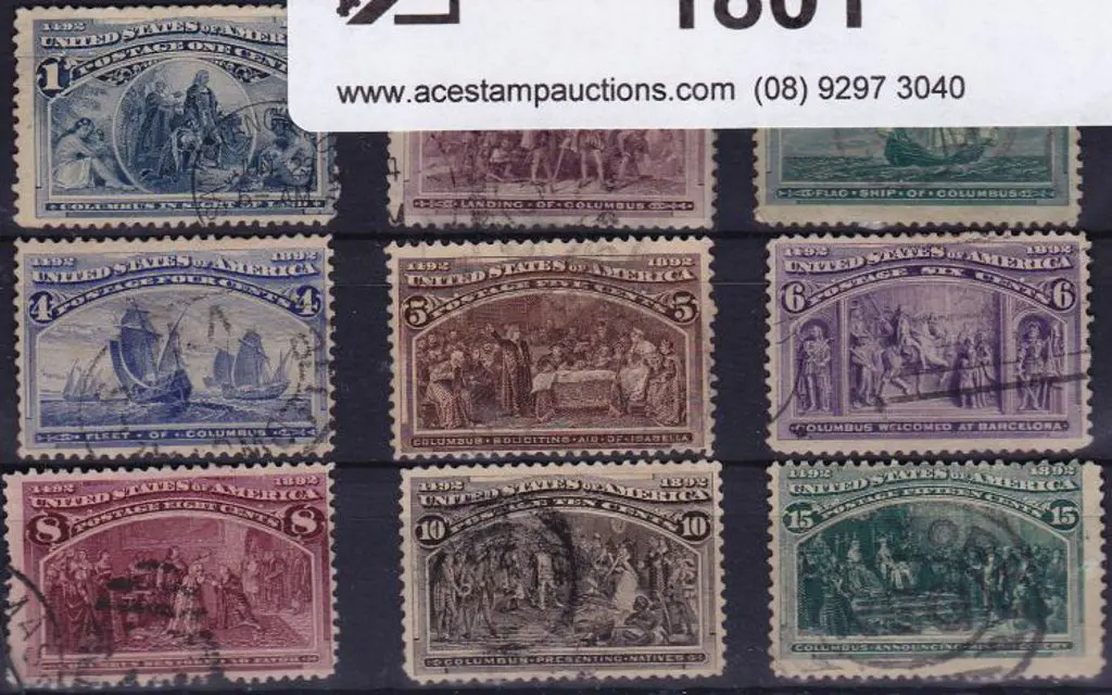 USA 1893 Columbus Commems. 1¢ to 15¢ complete, all ... Image 1++