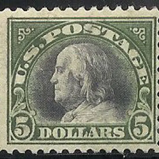USA 1918 $5 deep green & black. MUH & centred to ...