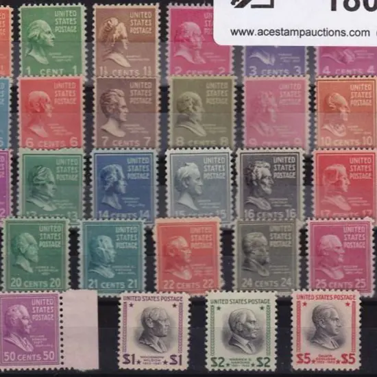 USA 1938 Presidential defins complete to $5 MUH. ...