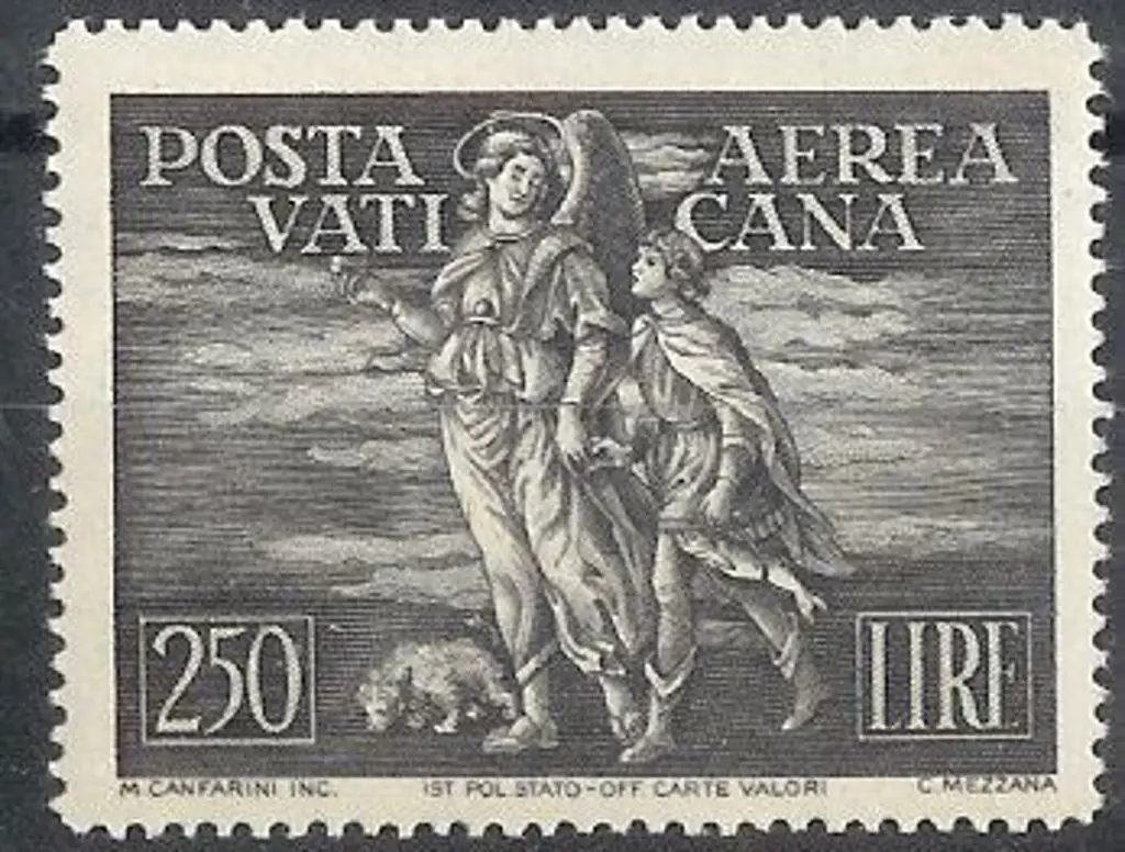 Vatican 1948 "Tobias & the Angel" 250l & 500l ... Image 1++