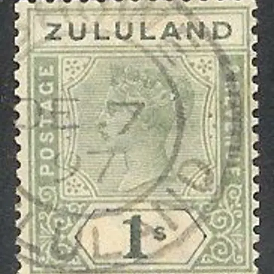 Zululand 1894/96 1/- QV. Centred slightly right ...