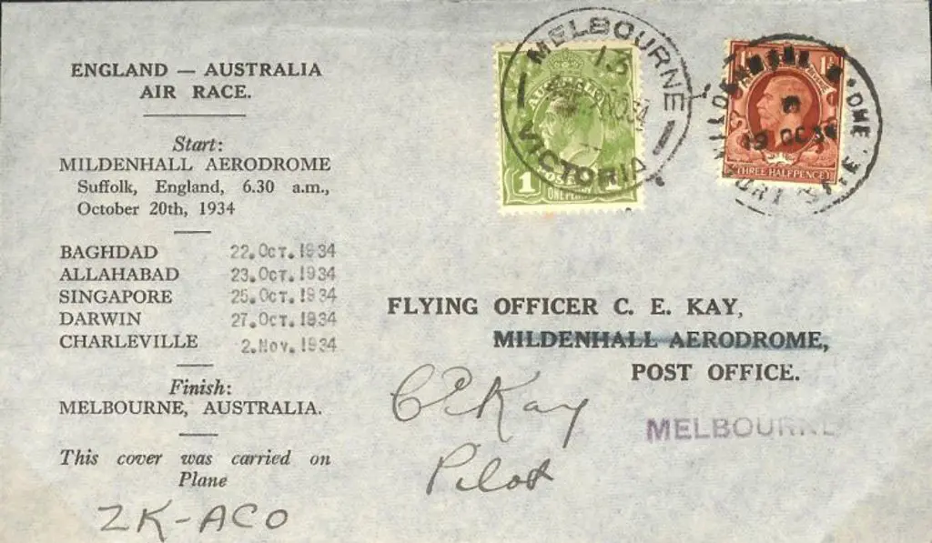 1934 (20th Oct) MacRobertson Air Race from England ... Image 1++