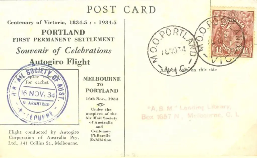 1934 (16th Nov) Melbourne to Portland Autogiro ... Image 1++