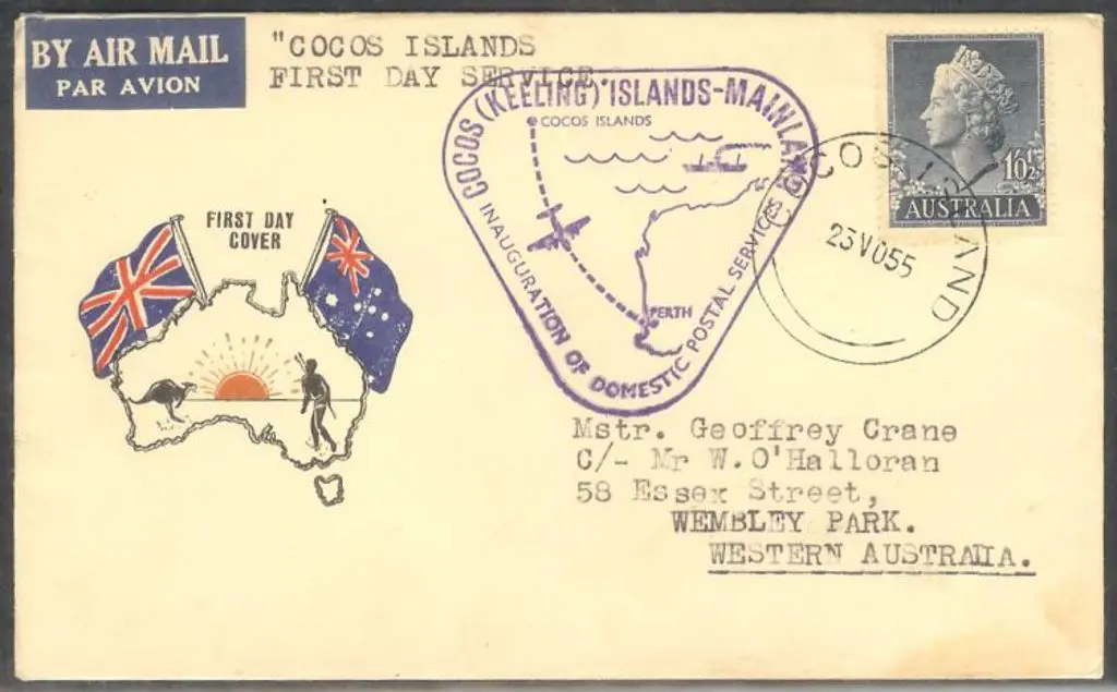1955 (23rd Nov) Cocos Island to Australia first ... Image 1++