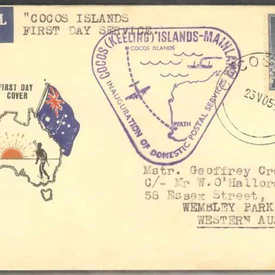 1955 (23rd Nov) Cocos Island to Australia first ...