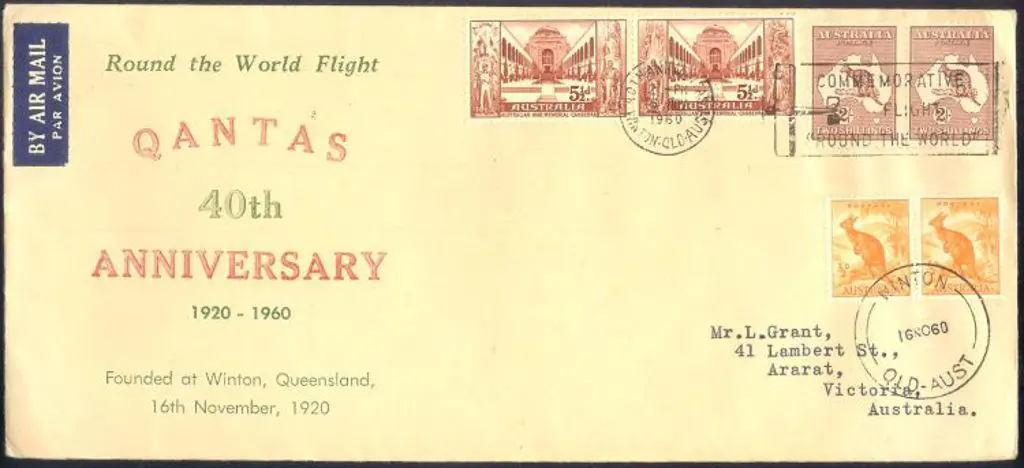 1960 (16th Nov) Qantas 40th Anniv Round the World ... Image 1++