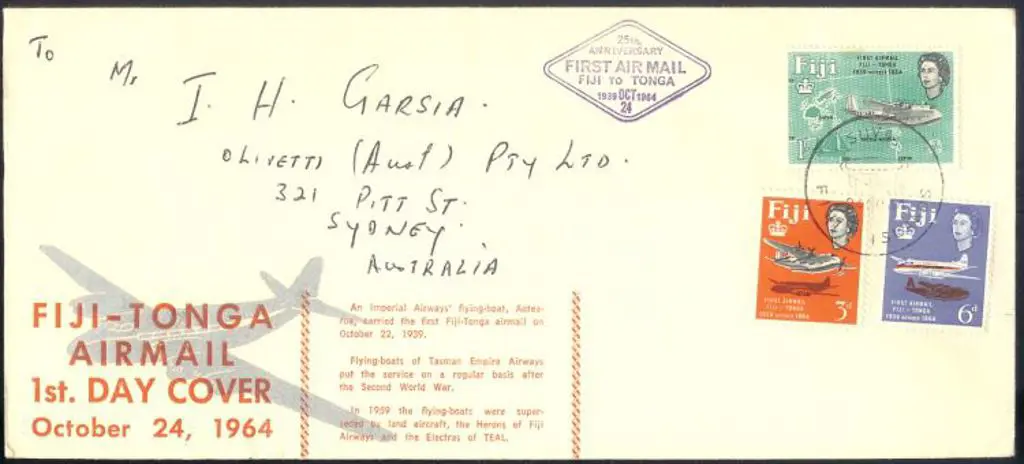 1964 (24th Oct) 25th Anniv of First Airmail Fiji ... Image 1++
